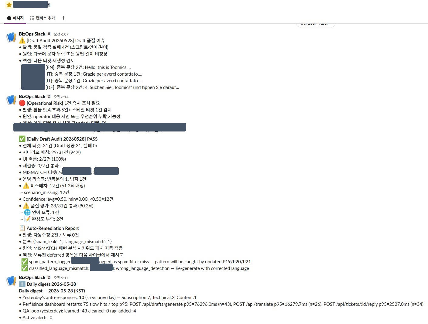 Live automation feed — daily audit, auto-remediation, digest